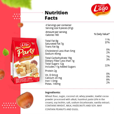 LAGO GASTONE-Mini Party Wafers-Hazelnut Cream-125g